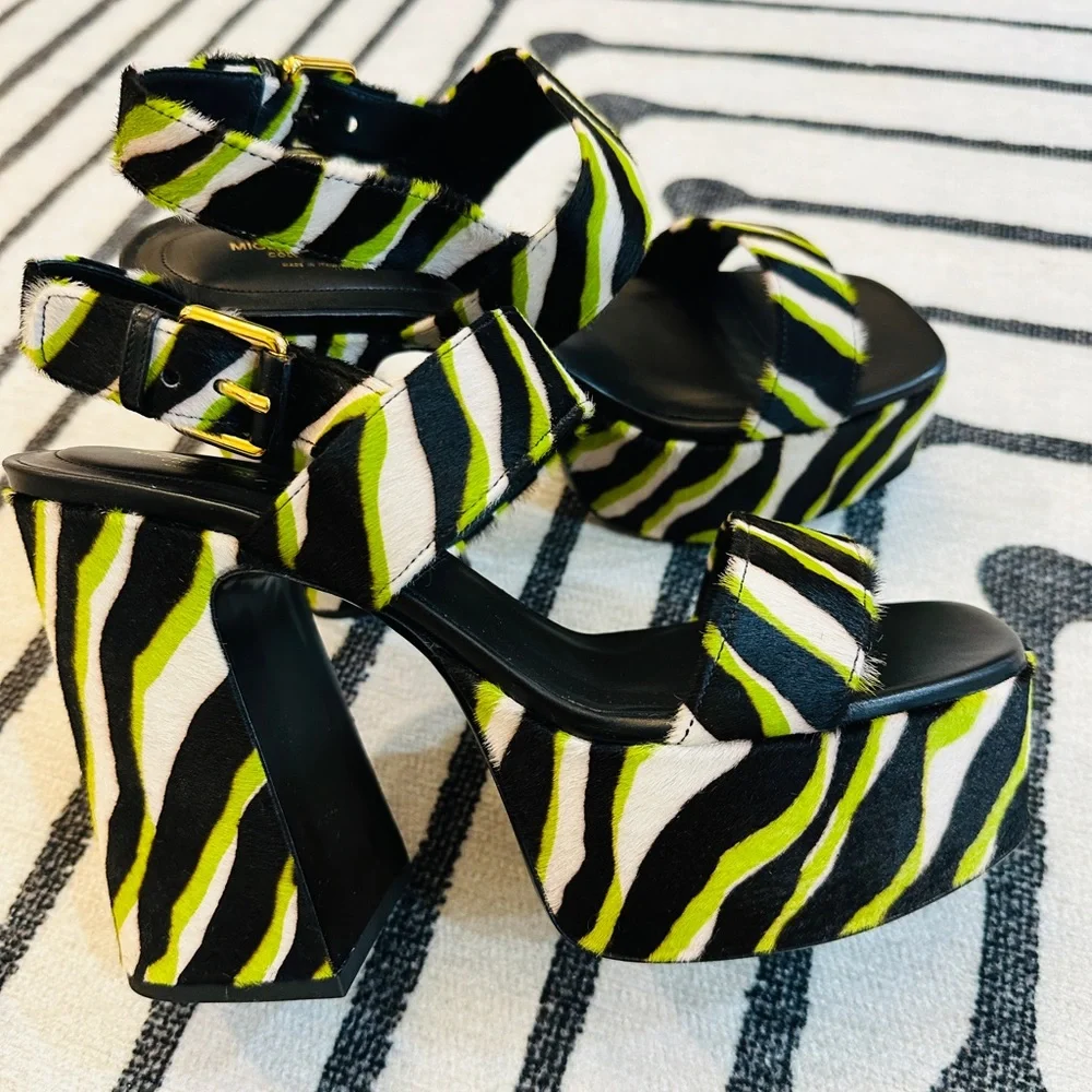 Michael Kors Collection Printed Calf Hair Block Heel Platform